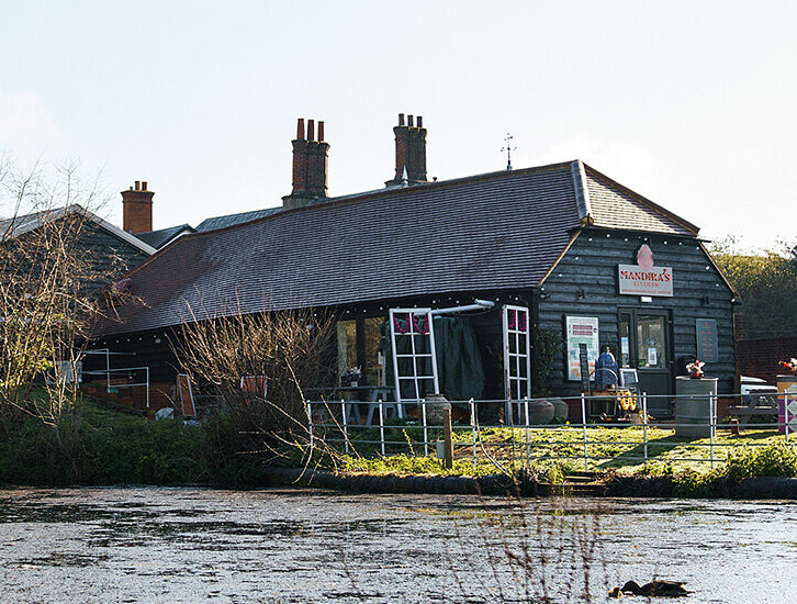 The converted cowshed that houses Mandira's Kitchen on the Albury Estate