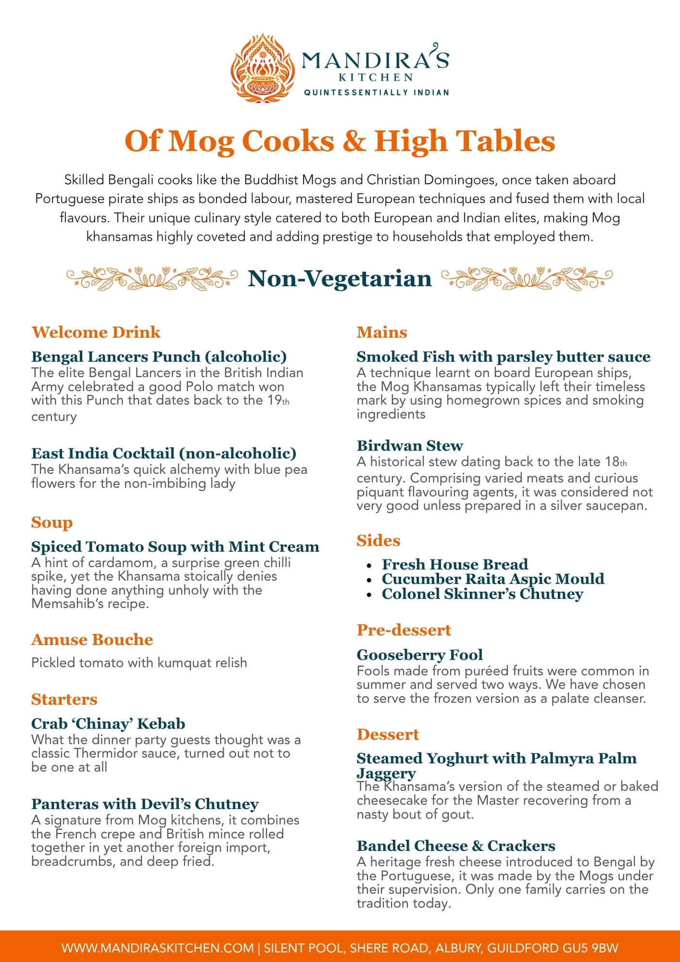 An Evening of Mog Cooks & High Tables 4th July