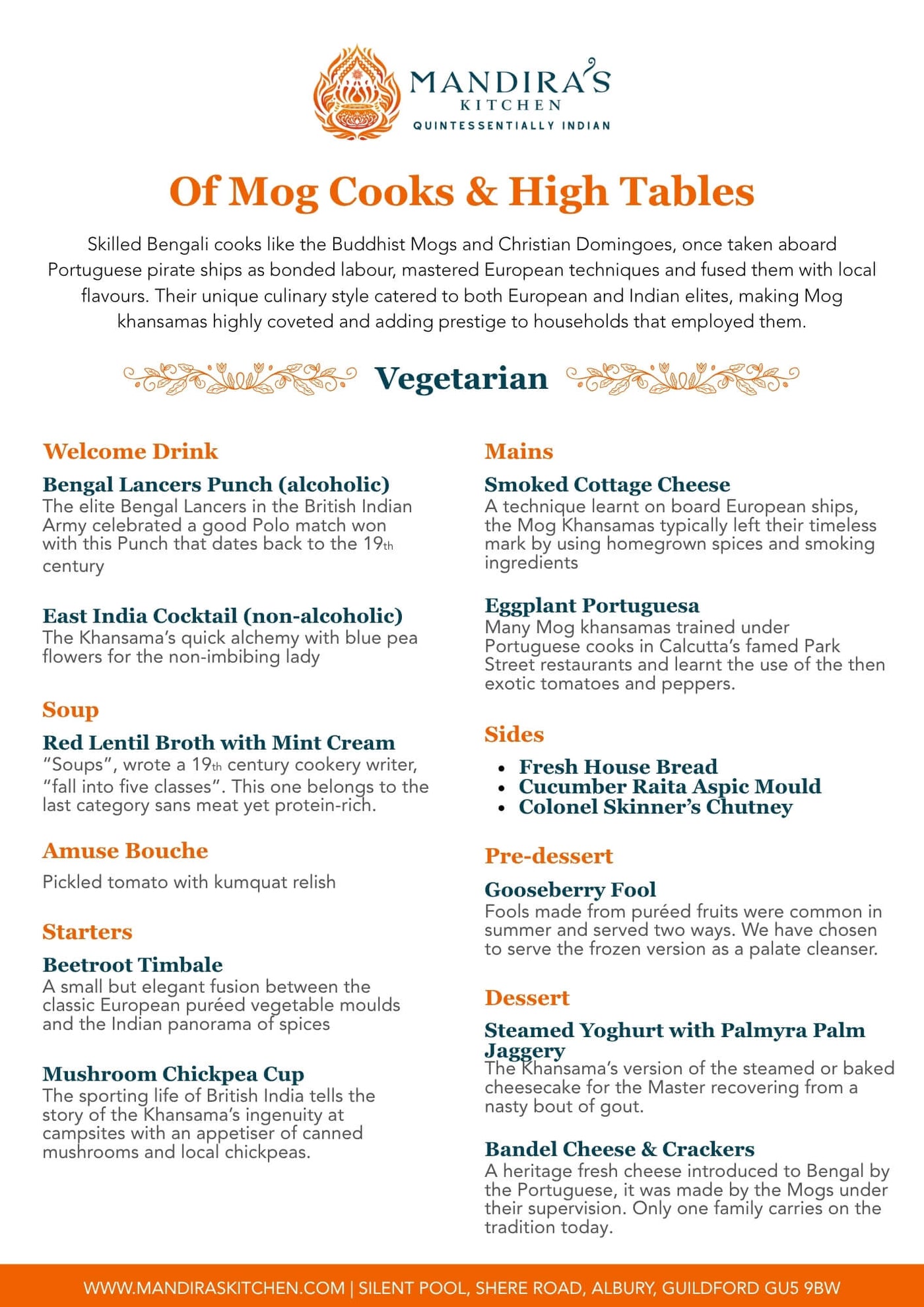 An Evening of Mog Cooks & High Tables 4th July