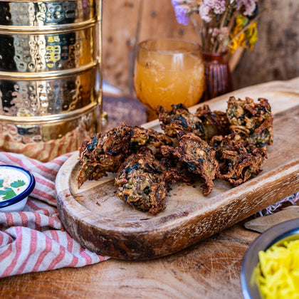 Spinach and Onion Pakoras (Onion Bhajis) - Mandira's Kitchen