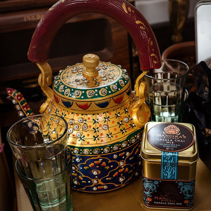 The Hand-Painted Chai Kettle Gift Set - Mandira's Kitchen