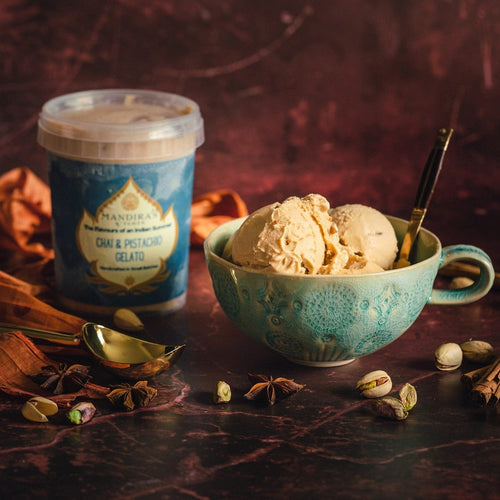 Chai and pistachio gelato by Mandira's Kitchen