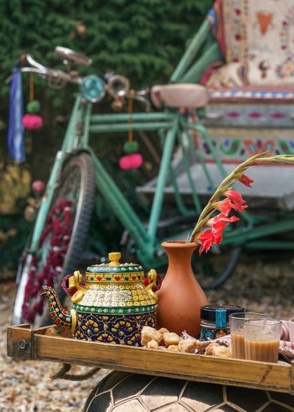 Vintage Style Hand - painted Kettle - Mandira's Kitchen