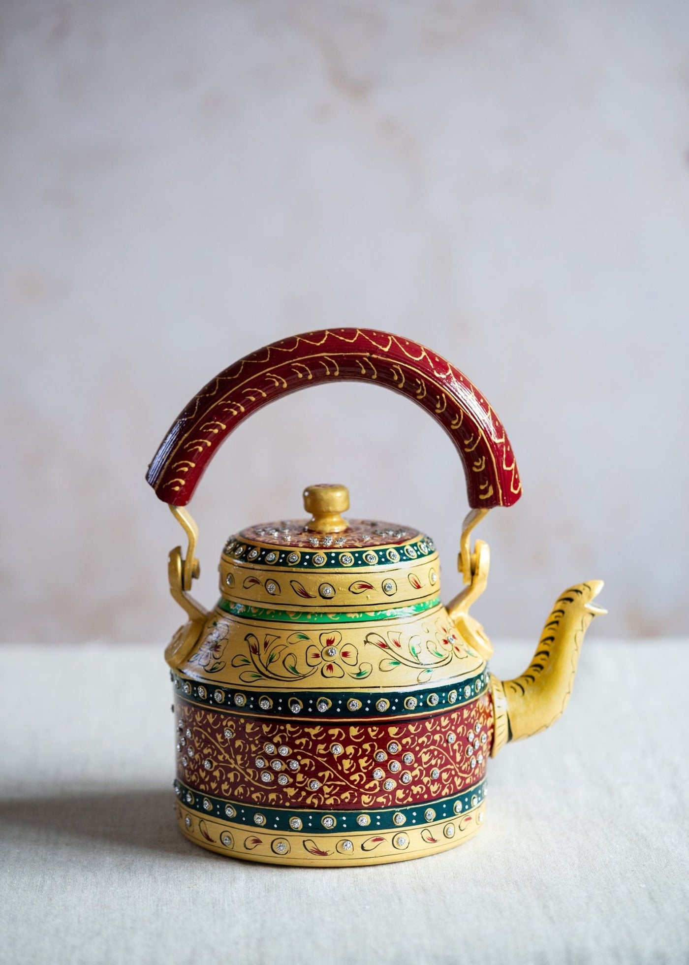 Vintage Hand-painted Kettle - Charming Home Decor Piece